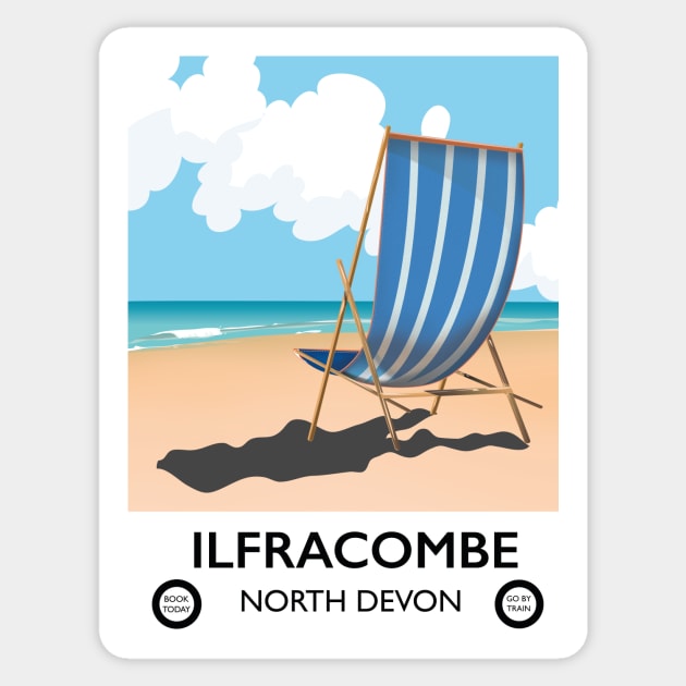 Ilfracombe North Devon travel poster Sticker by nickemporium1